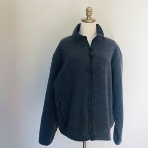 LL Bean Zipper Front Large Long Sleeve Gray Fleece Pullover